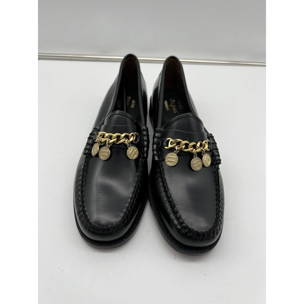 New Anthropologie Bass Charm Penny Laofers Womans Size 8 Medium Black Slip On - Picture 2 of 11